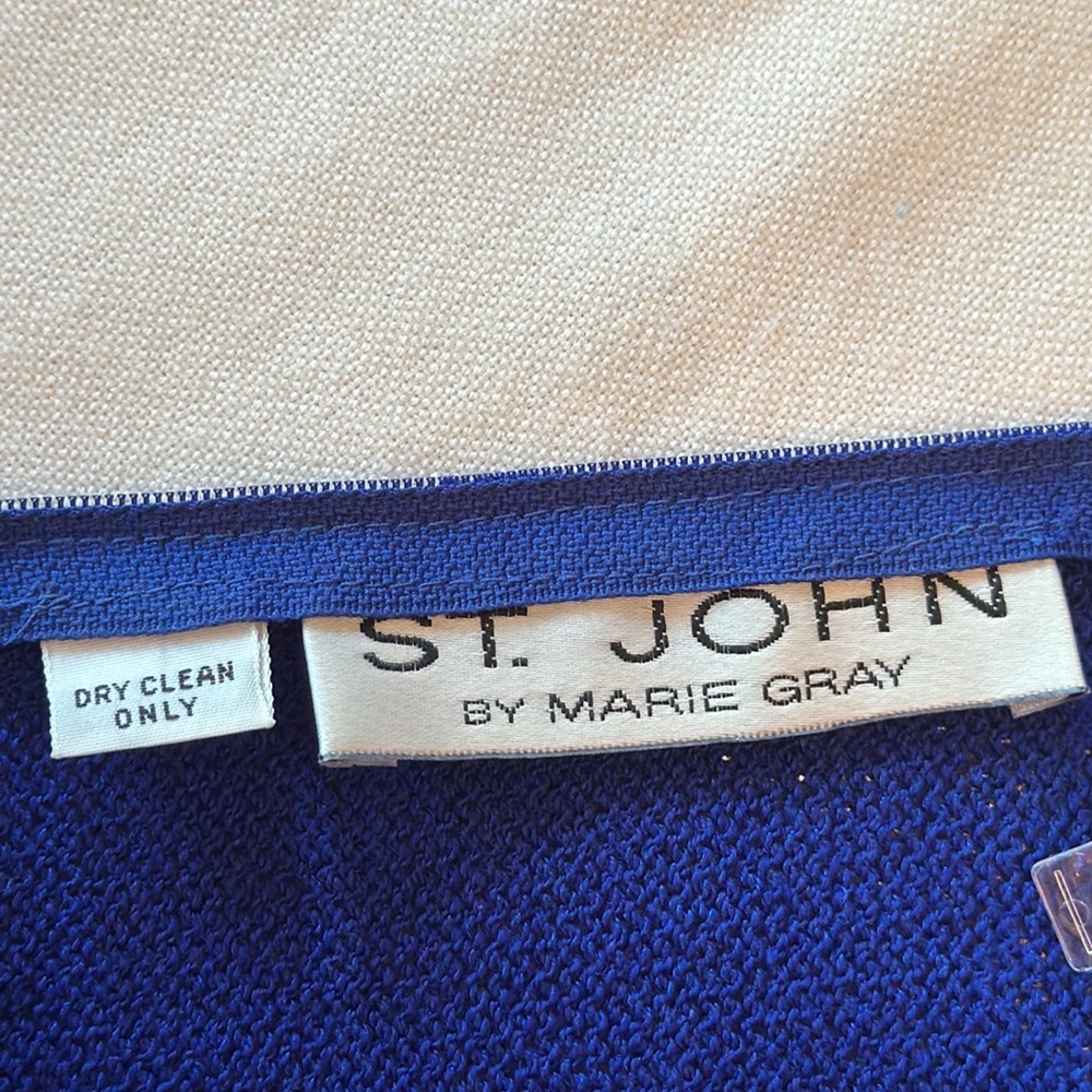 St. John Royal Blue Sequin Striped Cocktail Dress - Picture 11 of 16